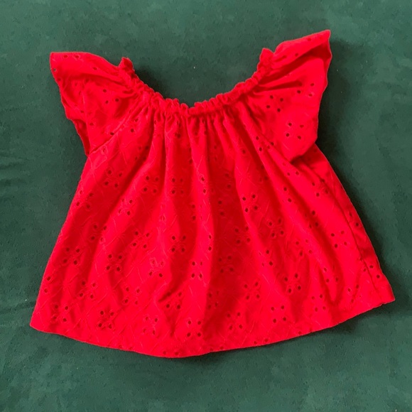 Red eyelet top